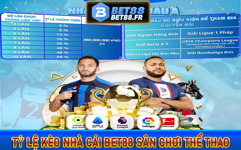 Tỷ lệ kèo nhà cái bet88 sân chơi thể thao đẳng cấp 